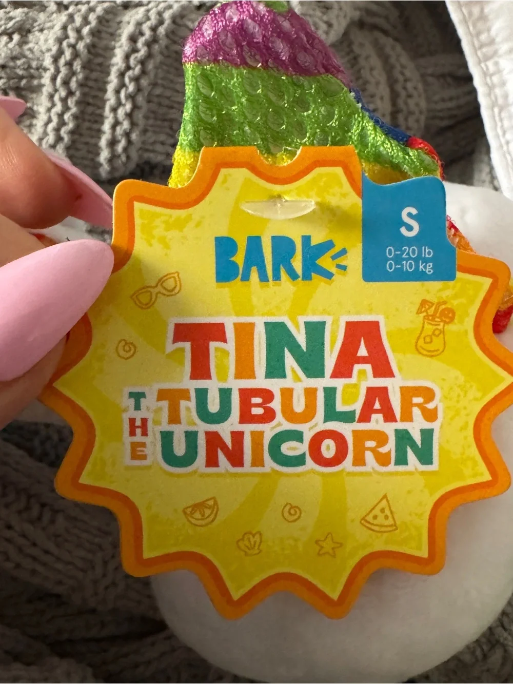 Bark ‘Tina The Tubular Unicorn’ White Unicorn Plush Dog Toy